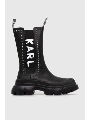 Kožené kotníkové boty Karl Lagerfeld TREKKA MAX KC dámské černá barva na platformě KL43591