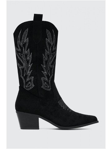 Westernové boty Answear Lab dámské černá barva na podpatku