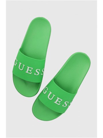 Pantofle Guess SLIDES pánské zelená barva F3GZ05 BB00F