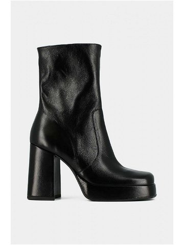 Kožené kotníkové boty Jonak BEN CUIR VIEILLI dámské černá barva na podpatku 3500036