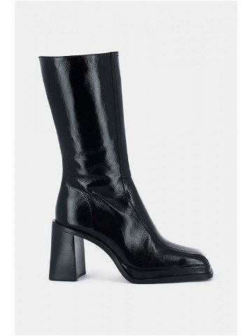 Kožené kotníkové boty Jonak BAGNA CUIR BRILLANT dámské černá barva na podpatku 3100161