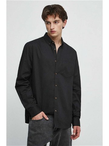 Košile Medicine černá barva regular s límečkem button-down