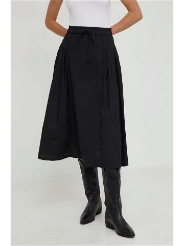 Bavlněná sukně Answear Lab černá barva midi áčková