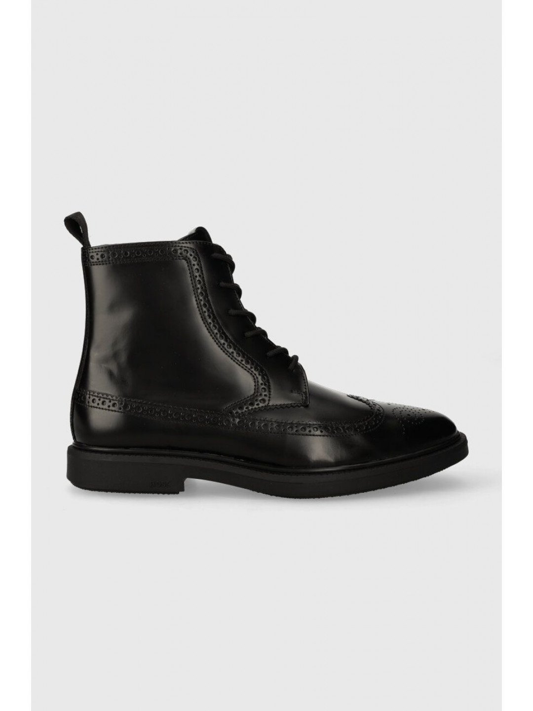Kožené boty BOSS Larry pánské černá barva 50503617