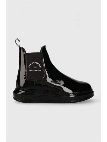 Kožené kotníkové boty Karl Lagerfeld KAPRI KC dámské černá barva na plochém podpatku KL62540S
