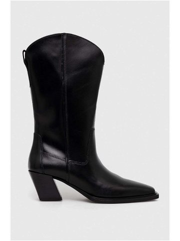 Westernové kožené boty Vagabond Shoemakers ALINA dámské černá barva na podpatku 5421 501 20