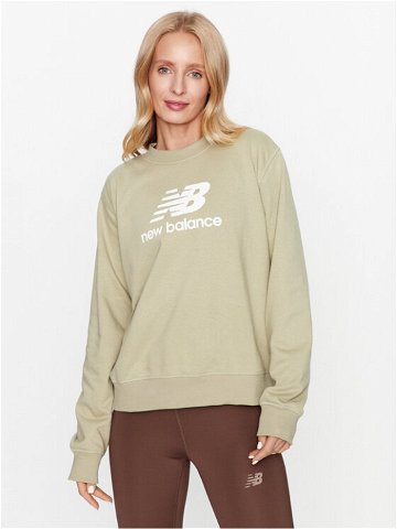 New Balance Mikina Essentials Stacked Logo French Terry Crewneck WT31532 Zelená Regular Fit