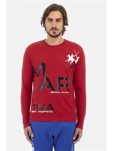 Tričko la martina man t-shirt l s peached cotton červená xxxl