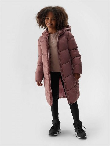 Dívčí péřový prošívaný kabát – hnědý