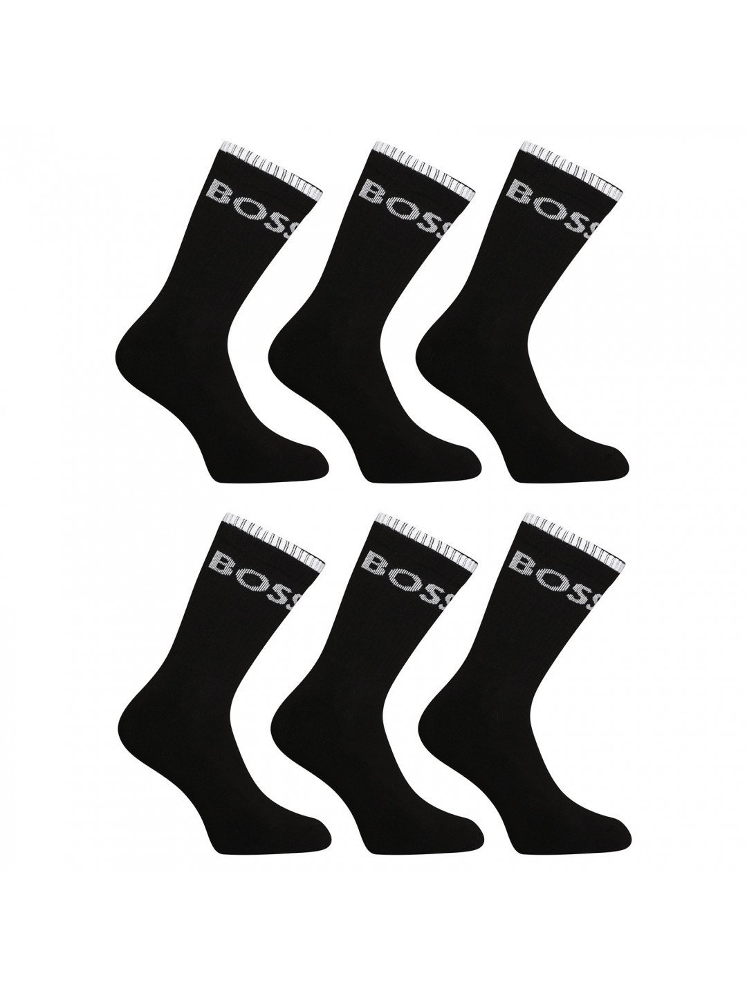 6PACK ponožky BOSS vysoké černé 50510168 001 M