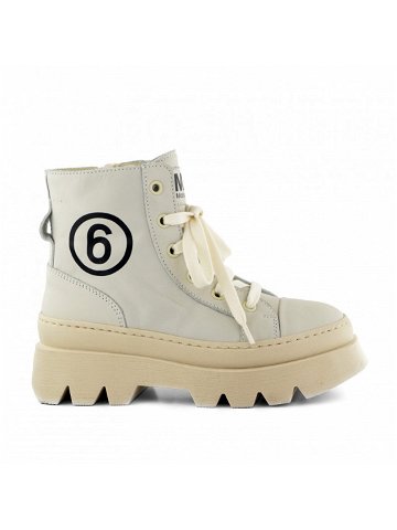 Kotníková obuv mm6 track sole logo print ankle boots lace up bílá 39