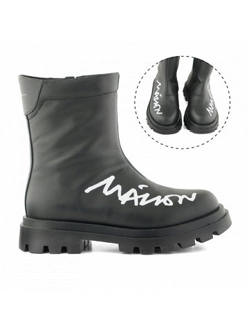 Kotníková obuv mm6 track sole maxi logo print ankle boots černá 40