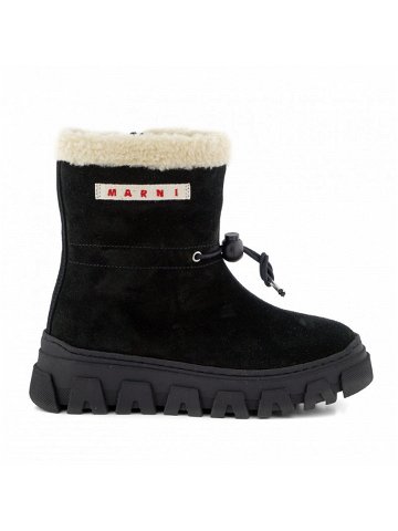 Kotníková obuv marni suede boots logo label and faux shearling lining černá 40