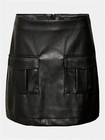 Vero Moda Kožená sukně Sof 10299436 Černá Regular Fit