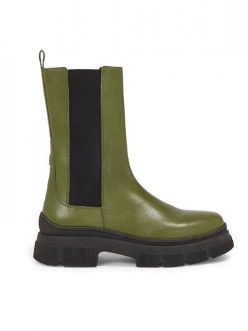 Tommy Hilfiger Kotníková obuv s elastickým prvkem Essential Leather Chelsea Boot FW0FW07490 Zelená