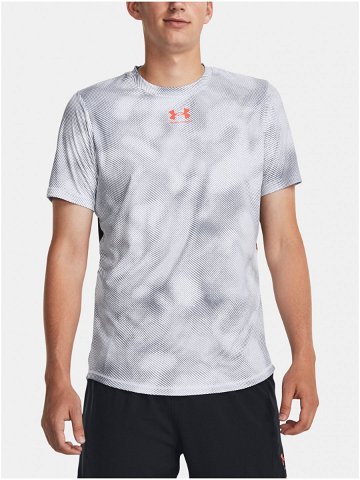 Šedo-bílé pánské vzorované sportovní tričko Under Armour UA M s Ch Pro Train SS PRNT