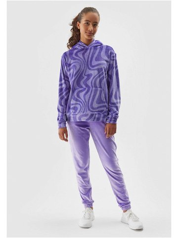 Dívčí velurové kalhoty typu jogger – fialové