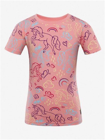 Růžové holčičí vzorované tričko s motivem jednorožce NAX ERDO