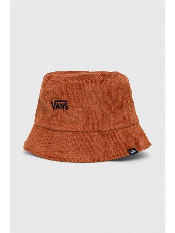 Oboustranný bavlněný klobouk Vans hnědá barva bavlněný