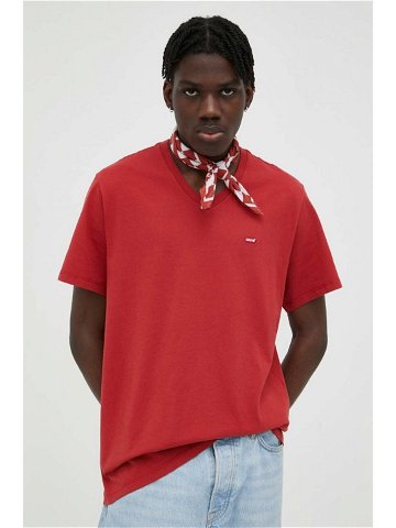 Bavlněné tričko Levi s červená barva