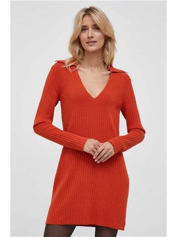 Šaty Sisley oranžová barva mini
