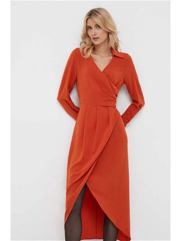 Šaty Sisley oranžová barva midi