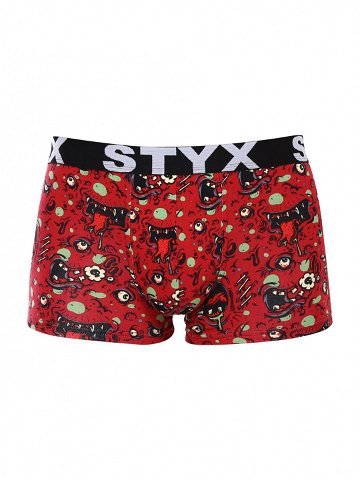 Červené pánské vzorované boxerky Styx Zombie