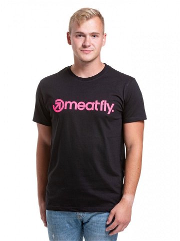 Meatfly pánské tričko s krátkým rukávem Joe Black Pink Neon Černá Velikostob XXL 100 bavlna