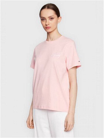 Tommy Jeans T-Shirt Signature DW0DW12940 Růžová Relaxed Fit