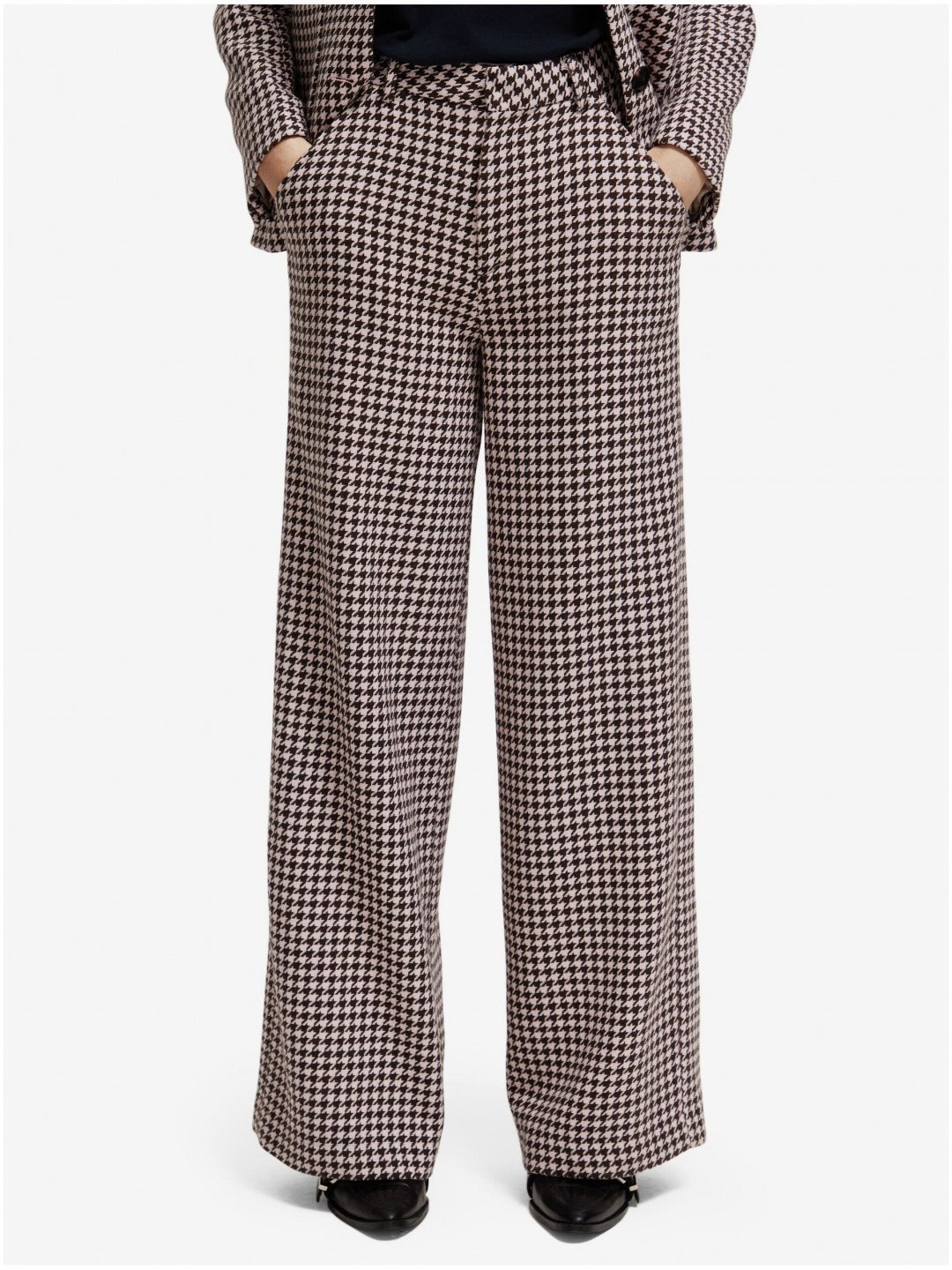 Béžové dámské vzorované kalhoty s příměsí vlny Scotch & Soda