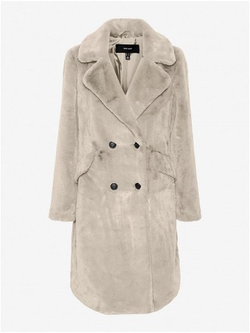 Krémový dámský kabát z umělé kožešiny VERO MODA Sonjaelly