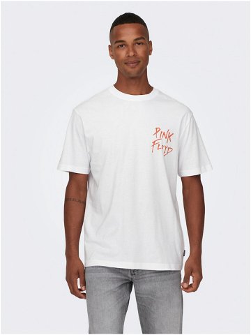 Bílé pánské tričko s krátkým rukávem ONLY & SONS Pink Floyd