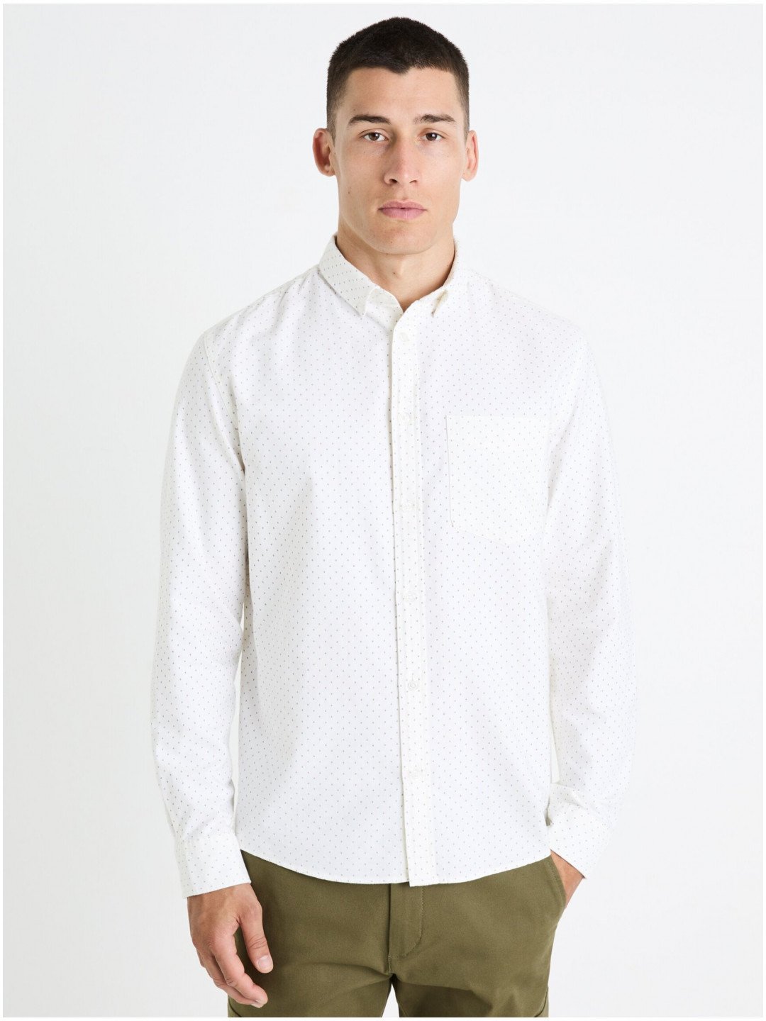 Bílá pánská vzorovaná košile Celio Faxfoprint