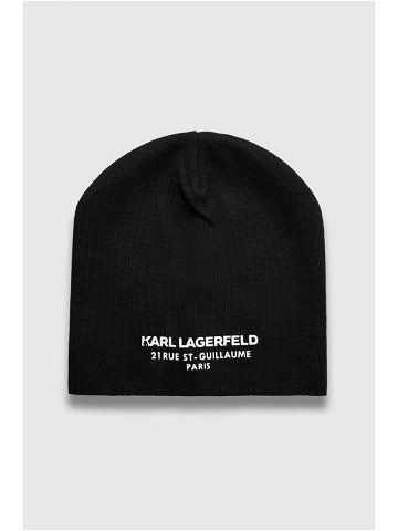 Čepice Karl Lagerfeld černá barva z tenké pleteniny