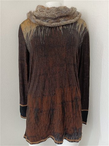 Dámský elegantní svetr R3387 – Roberto Naldi černo-hnědá 42