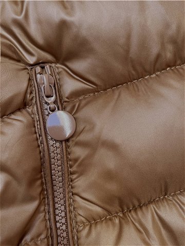 Hnědá prošívaná dámská zimní bunda s kapucí YP-22075-101 Hnědá XL 42