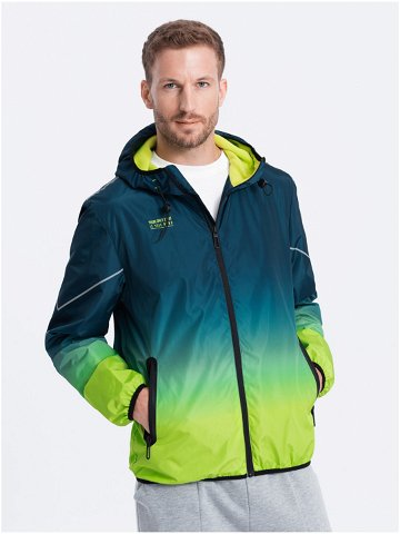 Zeleno-petrolejová pánská sportovní bunda Ombre Clothing