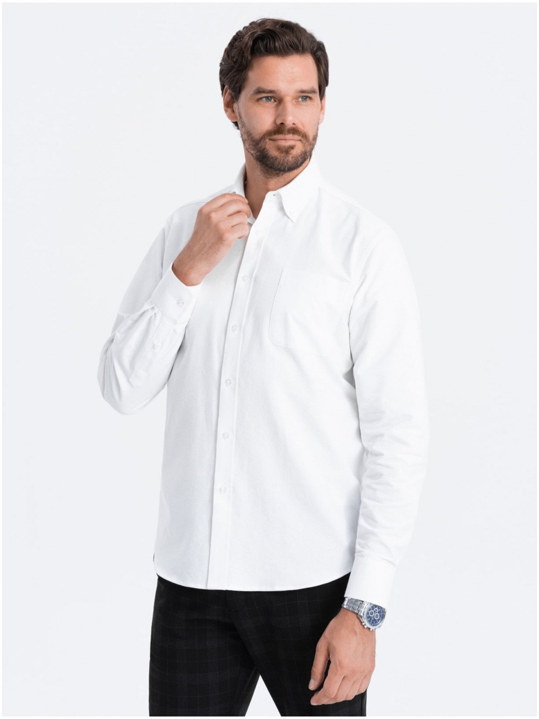 Bílá pánská košile Ombre Clothing