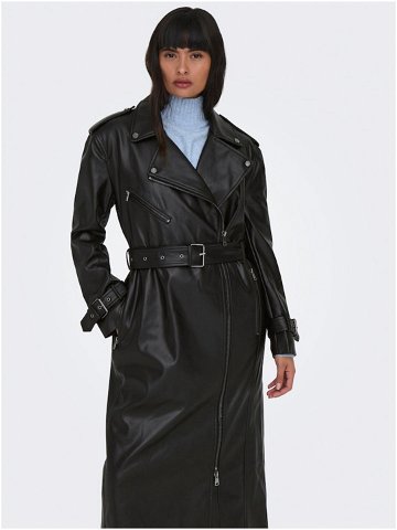Černý dámský koženkový kabát ONLY Freja