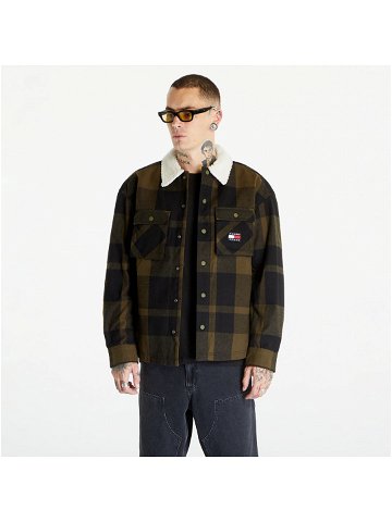 Tommy Jeans Check Sherpa Lin Overshirt Green