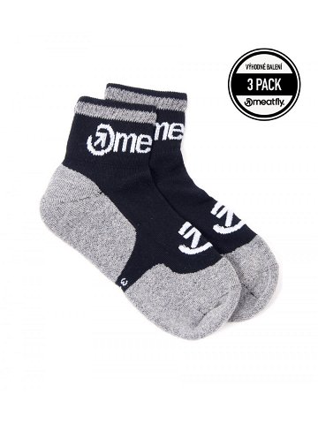 Meatfly ponožky Logo Middle Socks – Triple pack A Grey Šedá Velikost L