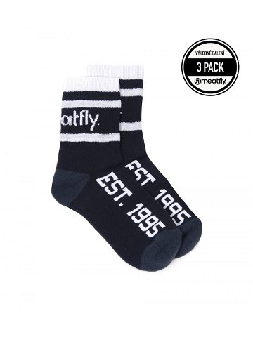 Meatfly ponožky Basic Long Socks – Triple pack A Black Černá Velikost S