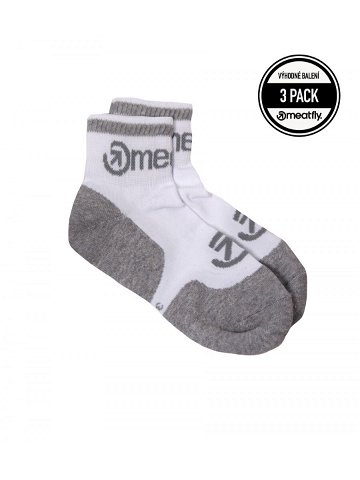 Meatfly ponožky Logo Middle Socks – Triple pack B White Bílá Velikost S