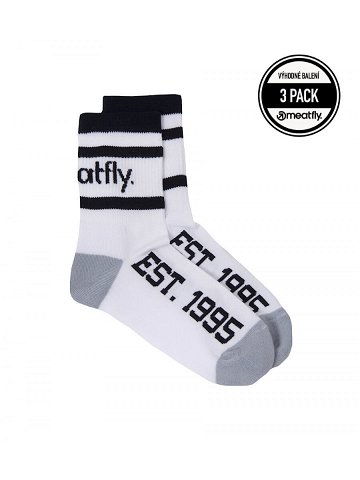Meatfly ponožky Basic Long Socks – Triple pack B White Bílá Velikost S