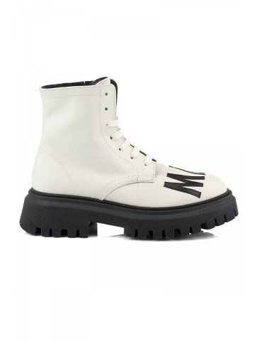 Kotníková obuv marni track sole logo leather lace up ankle boots bílá 40