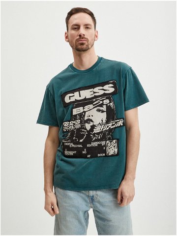 Petrolejové pánské tričko Guess Music