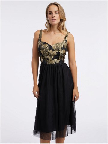 Zlato-černé dámské květované šaty ORSAY