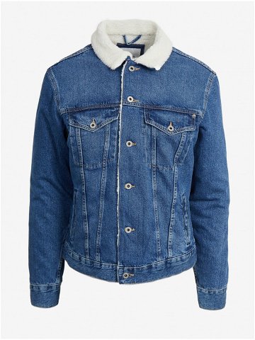 Modrá pánská džínová bunda s umělým kožíškem Pepe Jeans Pinner DLX