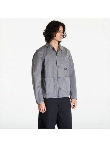 C P Company Military Twill Emerized Workwear Shirt Excalibur Grey