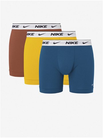 Sada tří pánských boxerek v modré žluté a hnědé barvě barvě Nike